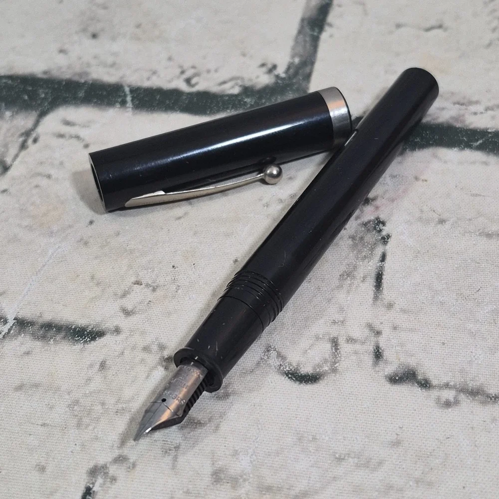 Vintage Sheaffer Black Cartridge Pen Italic F Nib Made In USA